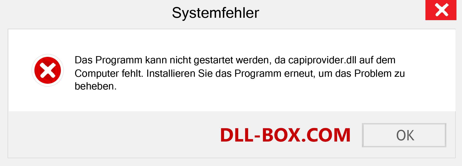 capiprovider.dll-Datei fehlt?. Download für Windows 7, 8, 10 - Fix capiprovider dll Missing Error unter Windows, Fotos, Bildern