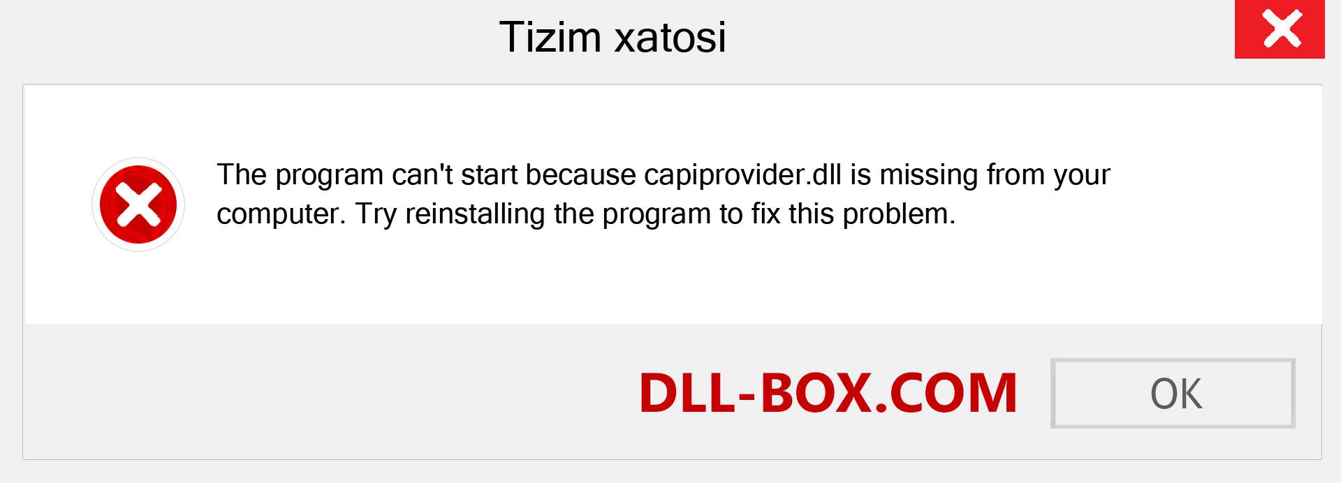 capiprovider.dll fayli yo'qolganmi?. Windows 7, 8, 10 uchun yuklab olish - Windowsda capiprovider dll etishmayotgan xatoni tuzating, rasmlar, rasmlar